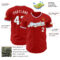 Custom Red White Light Blue-Old Gold Authentic Baseball Jersey