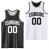 Custom Reversible Black White Double Side Sublimation Basketball Suit Jersey