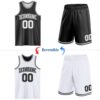 Custom Reversible Black White Double Side Sublimation Basketball Suit Jersey