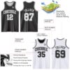 Custom Reversible Black White Double Side Sublimation Basketball Suit Jersey