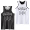 Custom Reversible Black White Double Side Sublimation Basketball Suit Jersey