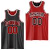 Custom Reversible Black Red-White Double Side Sublimation Basketball Suit Jersey