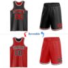 Custom Reversible Black Red-White Double Side Sublimation Basketball Suit Jersey