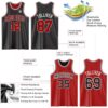 Custom Reversible Black Red-White Double Side Sublimation Basketball Suit Jersey