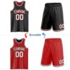 Custom Reversible Black White-Red Double Side Sublimation Basketball Suit Jersey