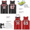 Custom Reversible Black White-Red Double Side Sublimation Basketball Suit Jersey