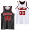 Custom Reversible Black Red-White Double Side Sublimation Basketball Suit Jersey