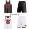 Custom Reversible Black Red-White Double Side Sublimation Basketball Suit Jersey