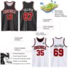 Custom Reversible Black Red-White Double Side Sublimation Basketball Suit Jersey