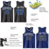 Custom Reversible Black Royal-White Double Side Sublimation Basketball Suit Jersey