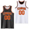 Custom Reversible Black Orange-White Double Side Sublimation Basketball Suit Jersey