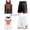Custom Reversible Black Orange-White Double Side Sublimation Basketball Suit Jersey