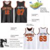 Custom Reversible Black Orange-White Double Side Sublimation Basketball Suit Jersey