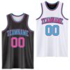 Custom Reversible Black Pink-Sky Blue Double Side Sublimation Basketball Suit Jersey