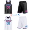Custom Reversible Black Pink-Sky Blue Double Side Sublimation Basketball Suit Jersey