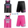 Custom Reversible Black Pink-Sky Blue Double Side Sublimation Basketball Suit Jersey