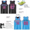 Custom Reversible Black Pink-Sky Blue Double Side Sublimation Basketball Suit Jersey
