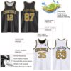 Custom Reversible Black Old Gold-White Double Side Sublimation Basketball Suit Jersey