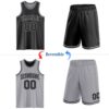 Custom Reversible Black Gray Double Side Sublimation Basketball Suit Jersey