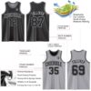 Custom Reversible Black Gray Double Side Sublimation Basketball Suit Jersey