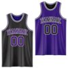 Custom Reversible Black Purple-White Double Side Sublimation Basketball Suit Jersey