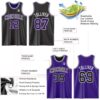 Custom Reversible Black Purple-White Double Side Sublimation Basketball Suit Jersey