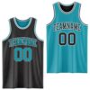 Custom Reversible Black Teal-White Double Side Sublimation Basketball Suit Jersey