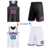 Custom Reversible Black Pink-Teal Double Side Sublimation Basketball Suit Jersey
