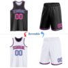 Custom Reversible Black Pink-Light Blue Double Side Sublimation Basketball Suit Jersey
