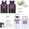 Custom Reversible Black Pink-Light Blue Double Side Sublimation Basketball Suit Jersey