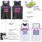 Custom Reversible Black Pink-Light Blue Double Side Sublimation Basketball Suit Jersey