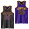 Custom Reversible Black Purple-Gold Double Side Sublimation Basketball Suit Jersey