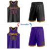 Custom Reversible Black Purple-Gold Double Side Sublimation Basketball Suit Jersey