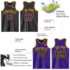 Custom Reversible Black Purple-Gold Double Side Sublimation Basketball Suit Jersey