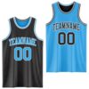 Custom Reversible Black Sky Blue-White Double Side Sublimation Basketball Suit Jersey