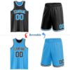 Custom Reversible Black Sky Blue-White Double Side Sublimation Basketball Suit Jersey