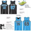 Custom Reversible Black Sky Blue-White Double Side Sublimation Basketball Suit Jersey