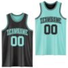 Custom Reversible Black Ice Blue Double Side Sublimation Basketball Suit Jersey