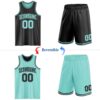 Custom Reversible Black Ice Blue Double Side Sublimation Basketball Suit Jersey
