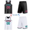 Custom Reversible Black Neon Pink-Aqua Double Side Sublimation Basketball Suit Jersey
