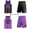 Custom Reversible Black Medium Purple Double Side Sublimation Basketball Suit Jersey