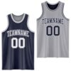 Custom Navy White-Gray Reversible Double Side Sublimation Basketball Suit Jersey