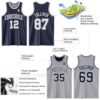 Custom Navy White-Gray Reversible Double Side Sublimation Basketball Suit Jersey