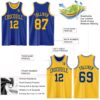 Custom Royal Gold-White Reversible Double Side Sublimation Basketball Suit Jersey