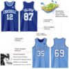 Custom Royal White-Light Blue Reversible Double Side Sublimation Basketball Suit Jersey