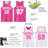 Custom Pink White Reversible Double Side Sublimation Basketball Suit Jersey