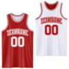 Custom Red White Reversible Double Side Sublimation Basketball Suit Jersey