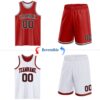 Custom Red Black-White Reversible Double Side Sublimation Basketball Suit Jersey