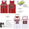 Custom Red Black-White Reversible Double Side Sublimation Basketball Suit Jersey