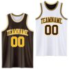 Custom Brown Gold-White Reversible Double Side Sublimation Basketball Suit Jersey